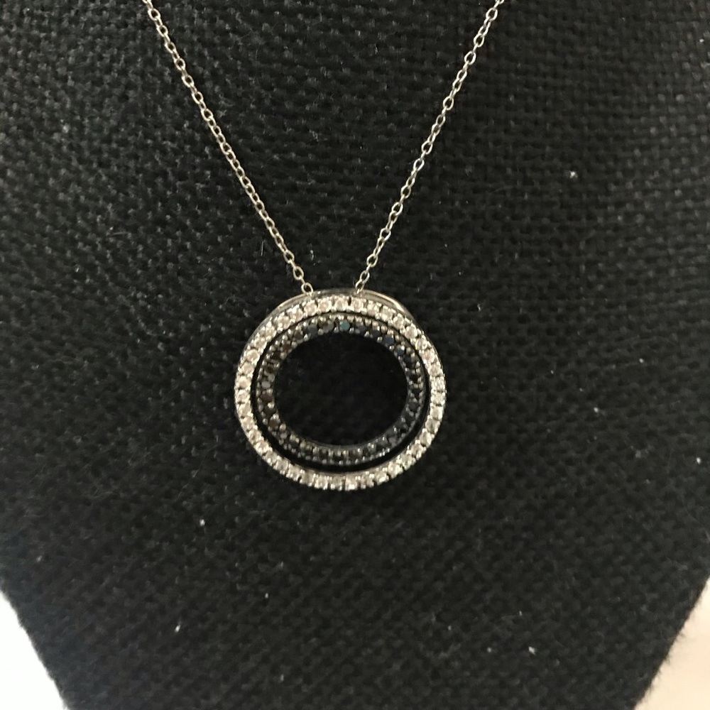 Black diamond (real) and cubic zirconia necklace